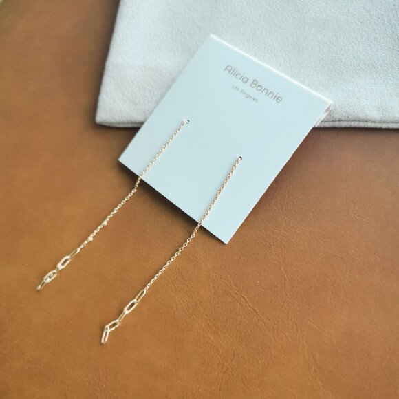 Alicia Bonnie Lydia Gold Thread Earrings Trendy Jewelry - Picture 2 of 3